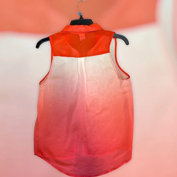 Womens ombré orange collar button sleeveless top - Picture 9 of 10